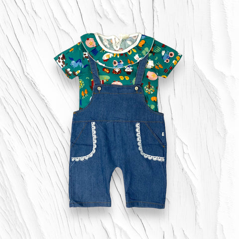 [340349-V1] - Baju Setelan Blouse Kaos Overall Fashion Anak Perempuan - Motif Life Forms