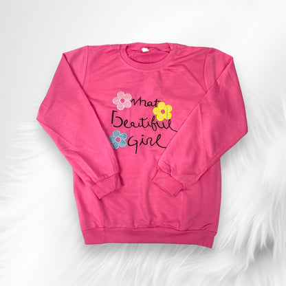 [340324-V1] - Baju Atasan Sweater Fashion Anak Perempuan - Motif Beautiful Writing