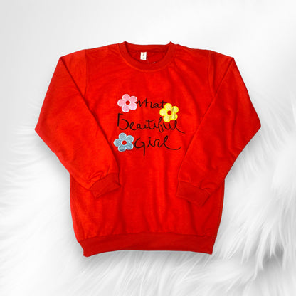 [340324-V1] - Baju Atasan Sweater Fashion Anak Perempuan - Motif Beautiful Writing