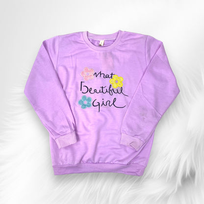 [340324-V1] - Baju Atasan Sweater Fashion Anak Perempuan - Motif Beautiful Writing