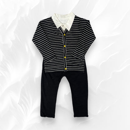 [345472-V1] - Baju Setelan 3 in 1 Polo Kerah Fashion Anak Laki-Laki - Motif Striped Crown