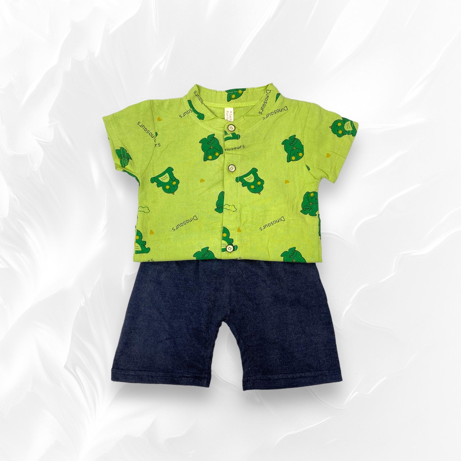 [345393-V1] - Baju Setelan Kemeja Koko Fashion Anak Laki-Laki - Motif Baby Dino