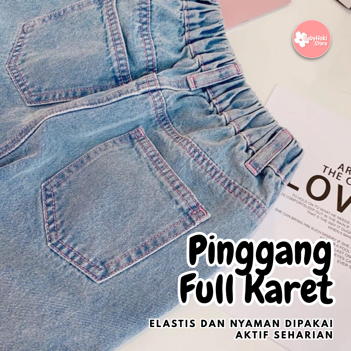 [363713] - Baju Setelan Atasan Rajut Celana Jeans Panjang Fashion Anak Cewek - Motif Letter Knit