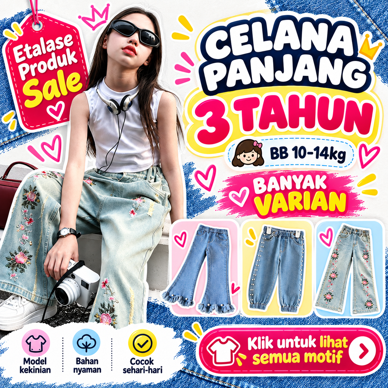 CLEARANCE SALE [Long Pants] 3 Tahun BB 10-14kg Bawahan Celana Panjang Anak Perempuan - BWHLP