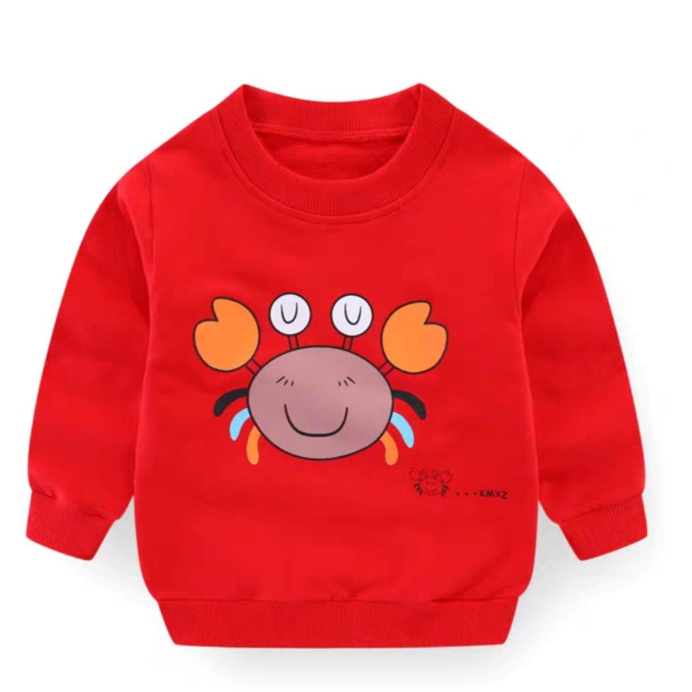 [102404] - Baju Atasan Sweater Fashion Anak Perempuan - Motif Cute Crab