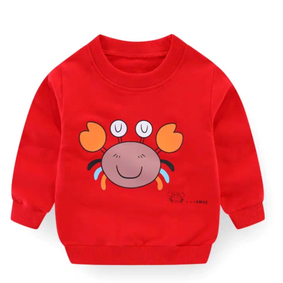[102404] - Baju Atasan Sweater Fashion Import Anak Perempuan - Motif Cute Crab