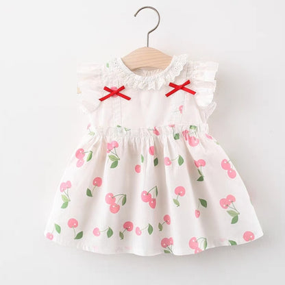 [102465] - Baju Mini Dress Kutung Fashion Import Anak Perempuan - Motif Cross Cherries