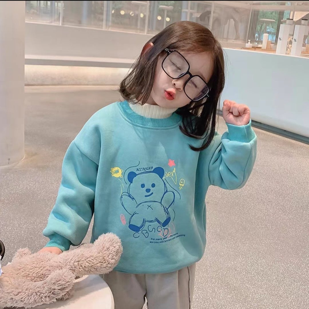 [507S142] - Baju Atasan Sweater Lengan Panjang Fashion Anak Perempuan - Motif Bear Doll