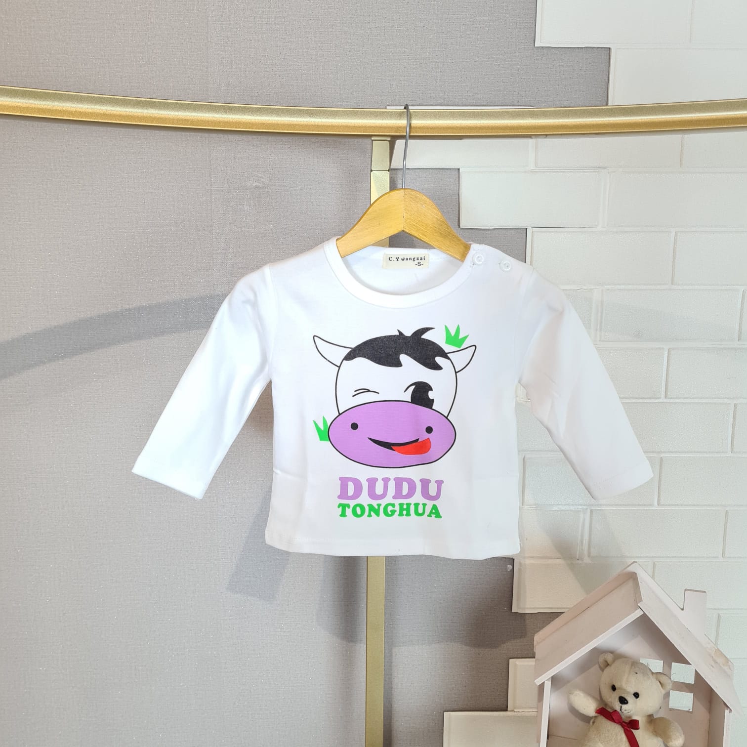 [102468] - Baju Atasan Kaos Lengan Panjang Fashion Anak Laki-Laki - Motif Cute Cow