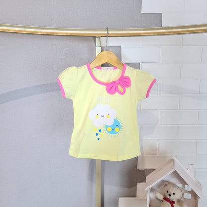 [102422] - Baju Kaos Lengan Pendek Fashion Anak Perempuan - Motif Hello Cloud