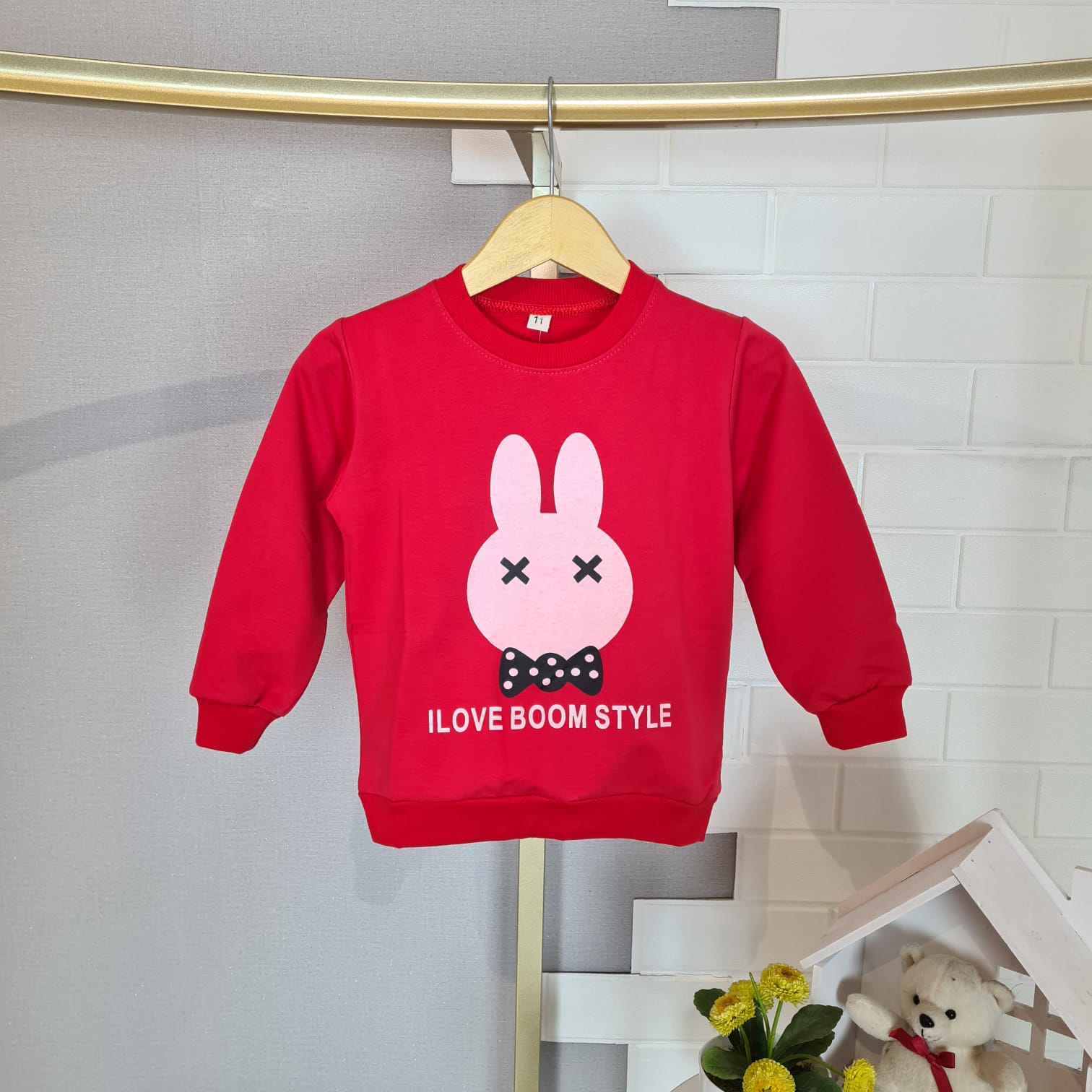 [102410] - Baju Atasan Sweater Fashion Import Anak Perempuan - Motif Ribbon Bunny