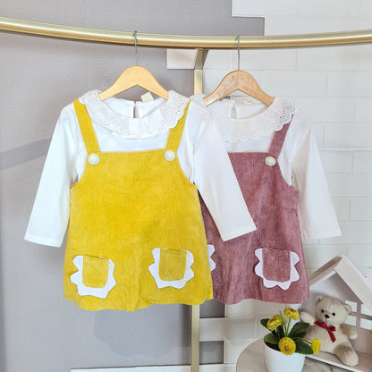 [102411] - Baju Setelan Blouse Overall Fashion Anak Perempuan - Motif Corduroy Pouch