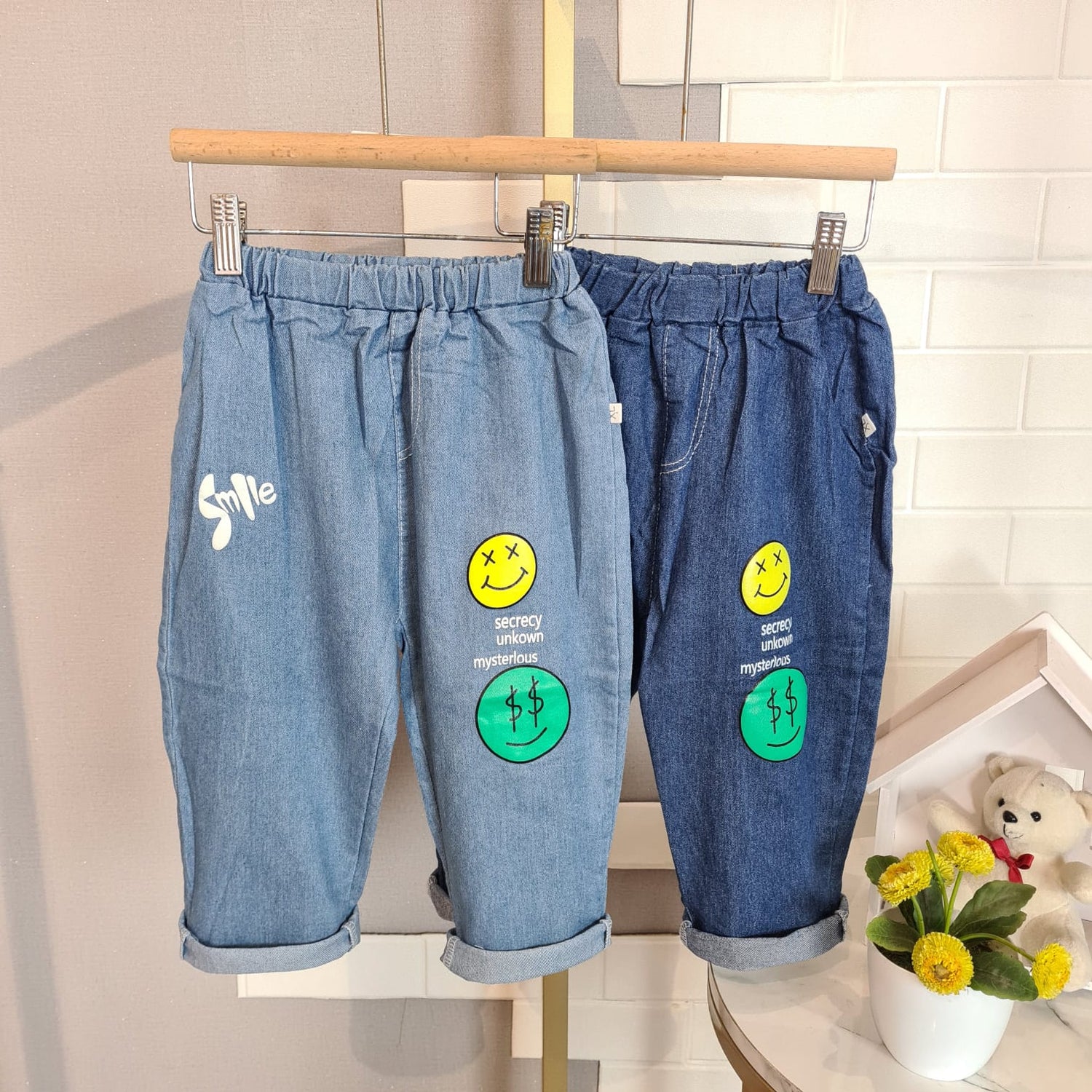 [119368-V1] - Bawahan Celana Panjang Jeans Fashion Anak Laki-Laki - Motif Money Smile