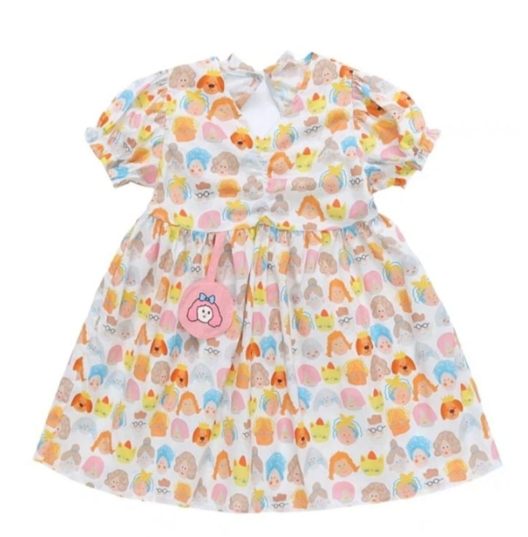 [340413-V1] - Baju Dress Lengan Pendek Fashion Anak Perempuan - Motif Beautiful Head