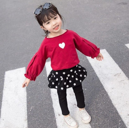 [102462] - Setelan Blouse Celana Panjang Fashion Anak Perempuan - Motif Heart One
