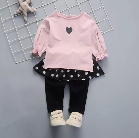 [102462] - Setelan Blouse Celana Panjang Fashion Anak Perempuan - Motif Heart One