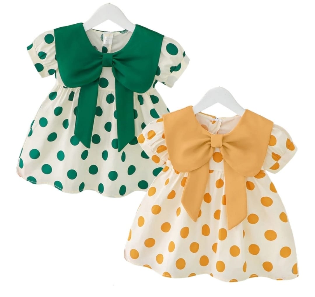 [340231] - Dress Polkadot Lengan Pendek Anak Perempuan - Motif Polka Ribbon