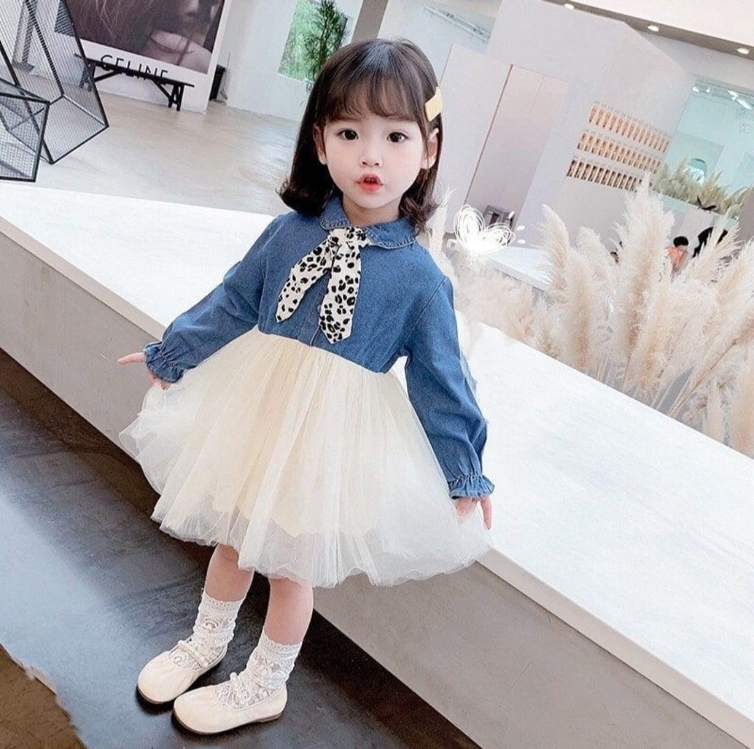 [352285] - Dress Modish Anak Perempuan - Motif Scarf Ribbons