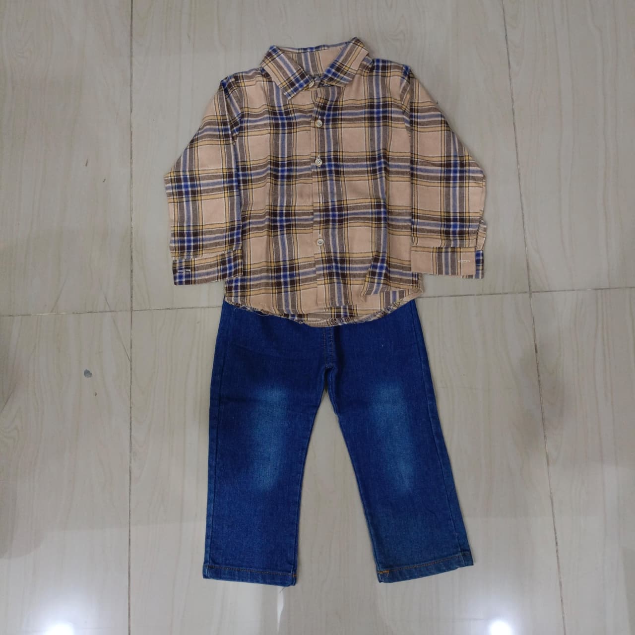 [345471-V1] - Baju Setelan Kemeja Kotak-Kotak Fashion Anak Laki-Laki - Motif Mix Box