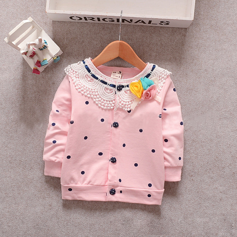 [102138] - Jaket Cardigan Lace Anak Perempuan Flower Dot [B1041]