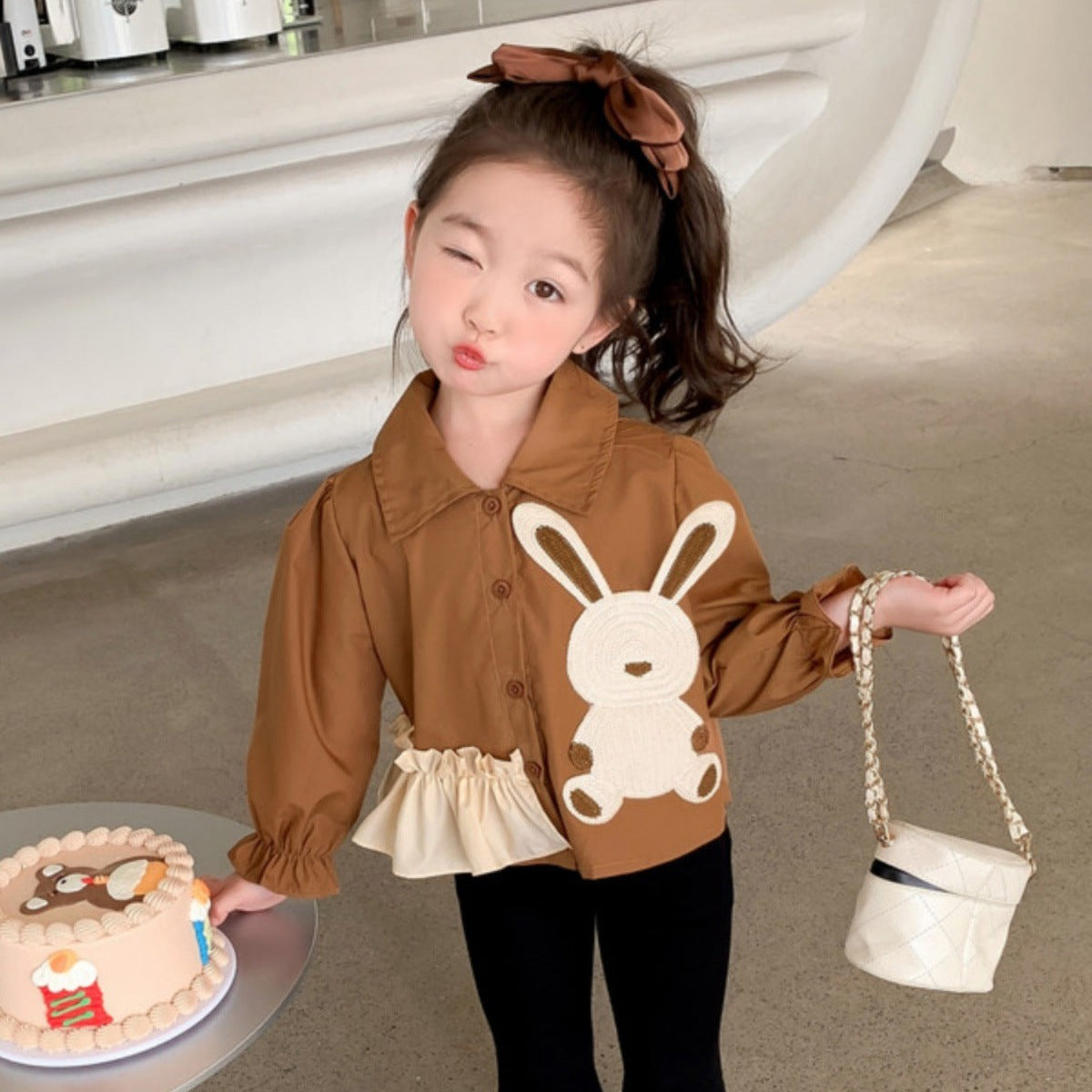 [363663] - Setelan Baju Blouse Celana Panjang Cutbray Fashion Anak Perempuan - Motif Lace Rabbit