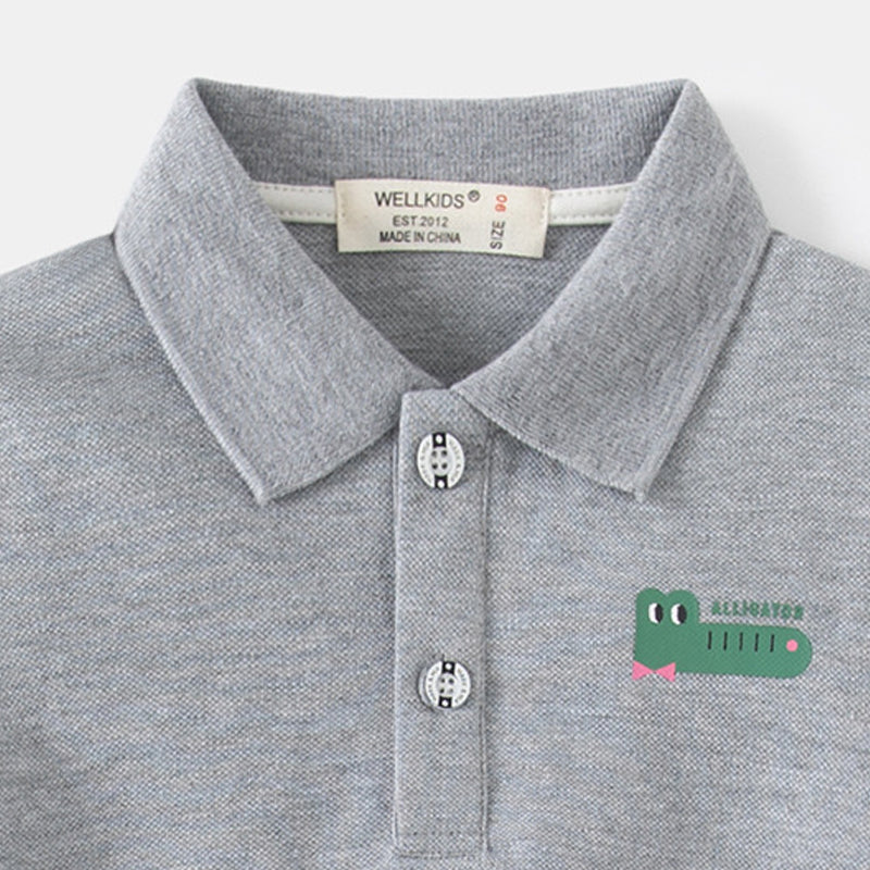 [5131029] - Baju Atasan Kaos Kerah Polo Fashion Anak Laki-Laki - Motif Ribbon Crocodile