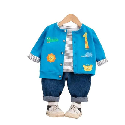 [345325] - Setelan 3 in 1 Jaket Celana Panjang Jogger Jeans Anak Laki-Laki - Motif Head Animals