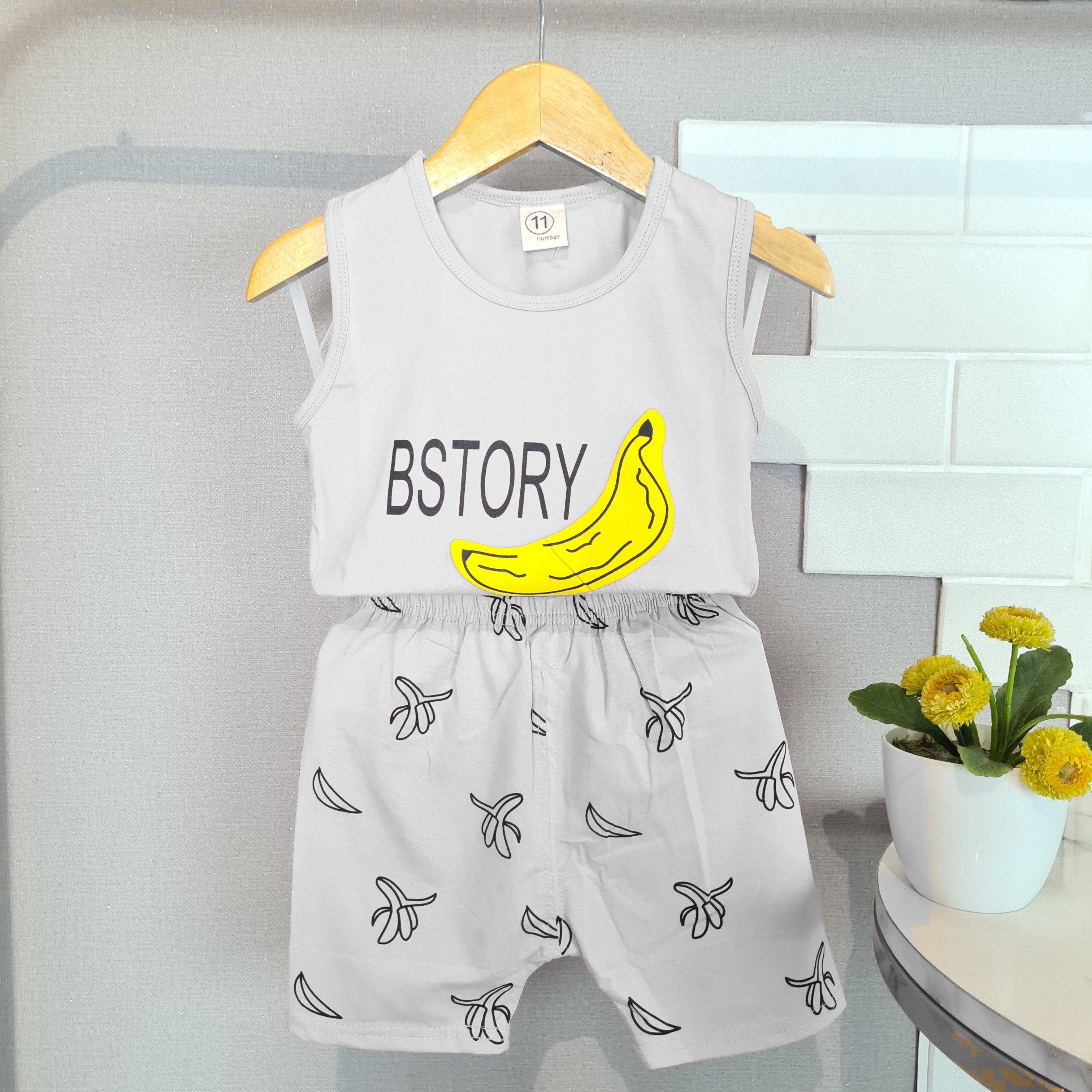 [102406] - Baju Setelan Kaos Kutung Fashion Anak Perempuan - Motif Peeled Banana