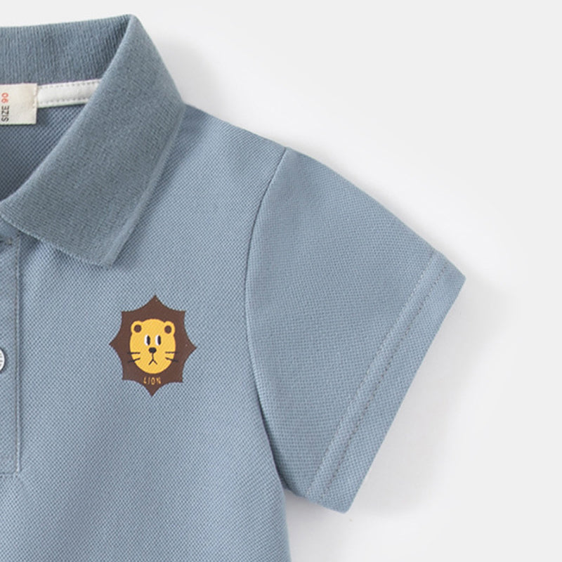 [5131026] - Baju Atasan Kaos Kerah Polo Fashion Anak Laki-Laki - Motif Lion Head