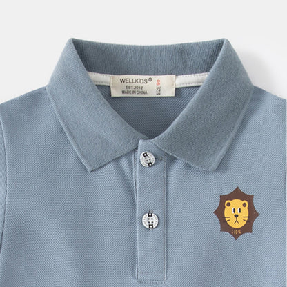 [5131026] - Baju Atasan Kaos Kerah Polo Fashion Anak Laki-Laki - Motif Lion Head