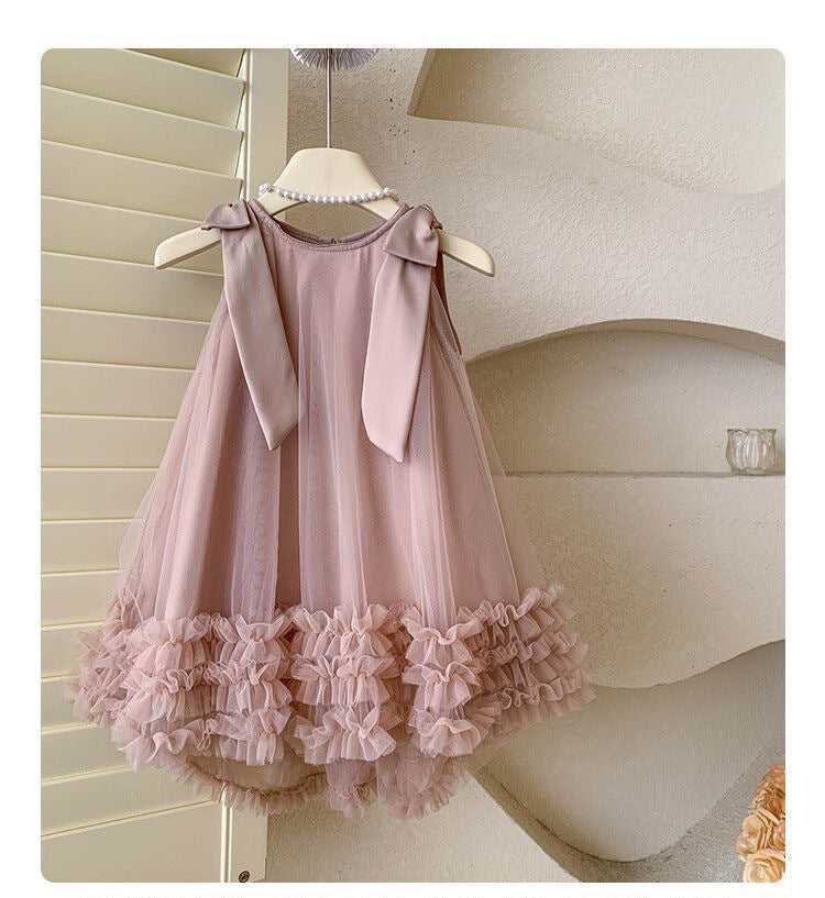 [963250] - Baju Gaun Dress Princess Lengan Kutung Korean Style Anak Perempuan Cewek - Motif Bottom Ruffled - BABYHOKI STORE