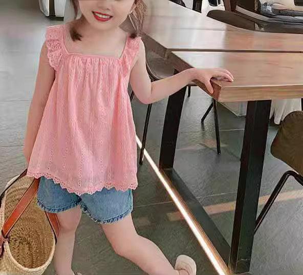 [507S101] - Baju Atasan Kutung Fashion Anak Perempuan - Motif Lace Casual