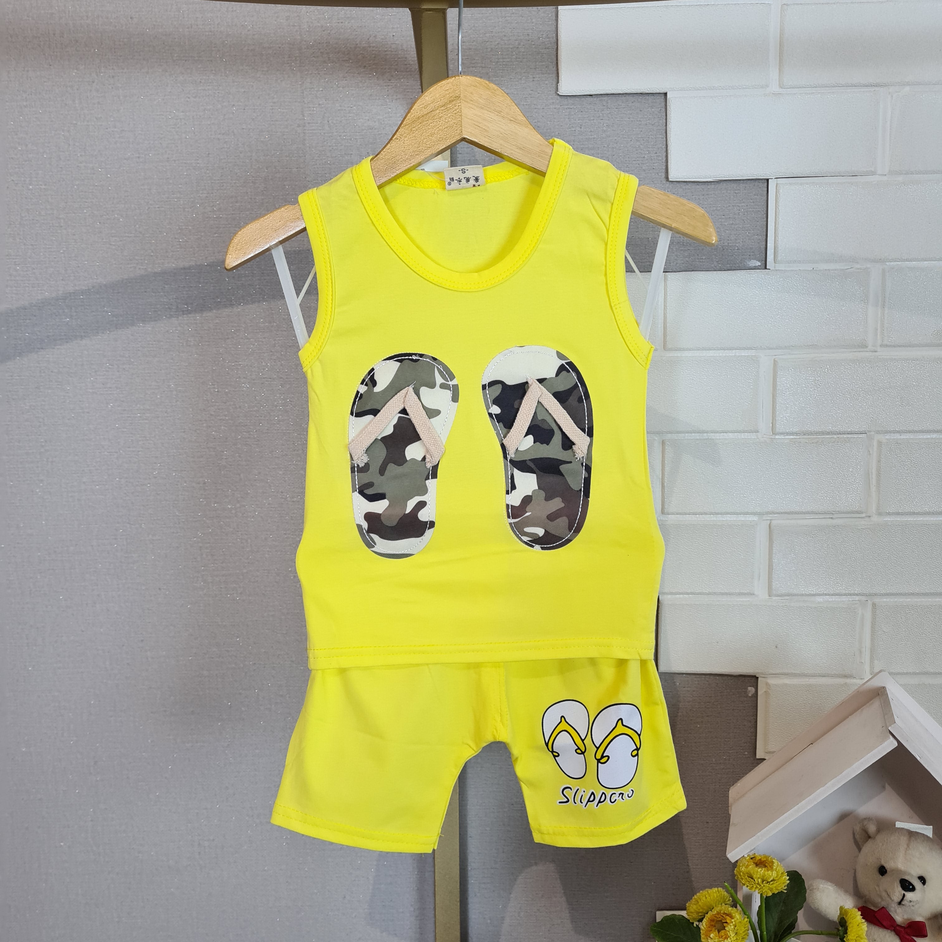 [102443] - Setelan Kaos Kutung Fashion Anak Perempuan - Motif Tide Sandals
