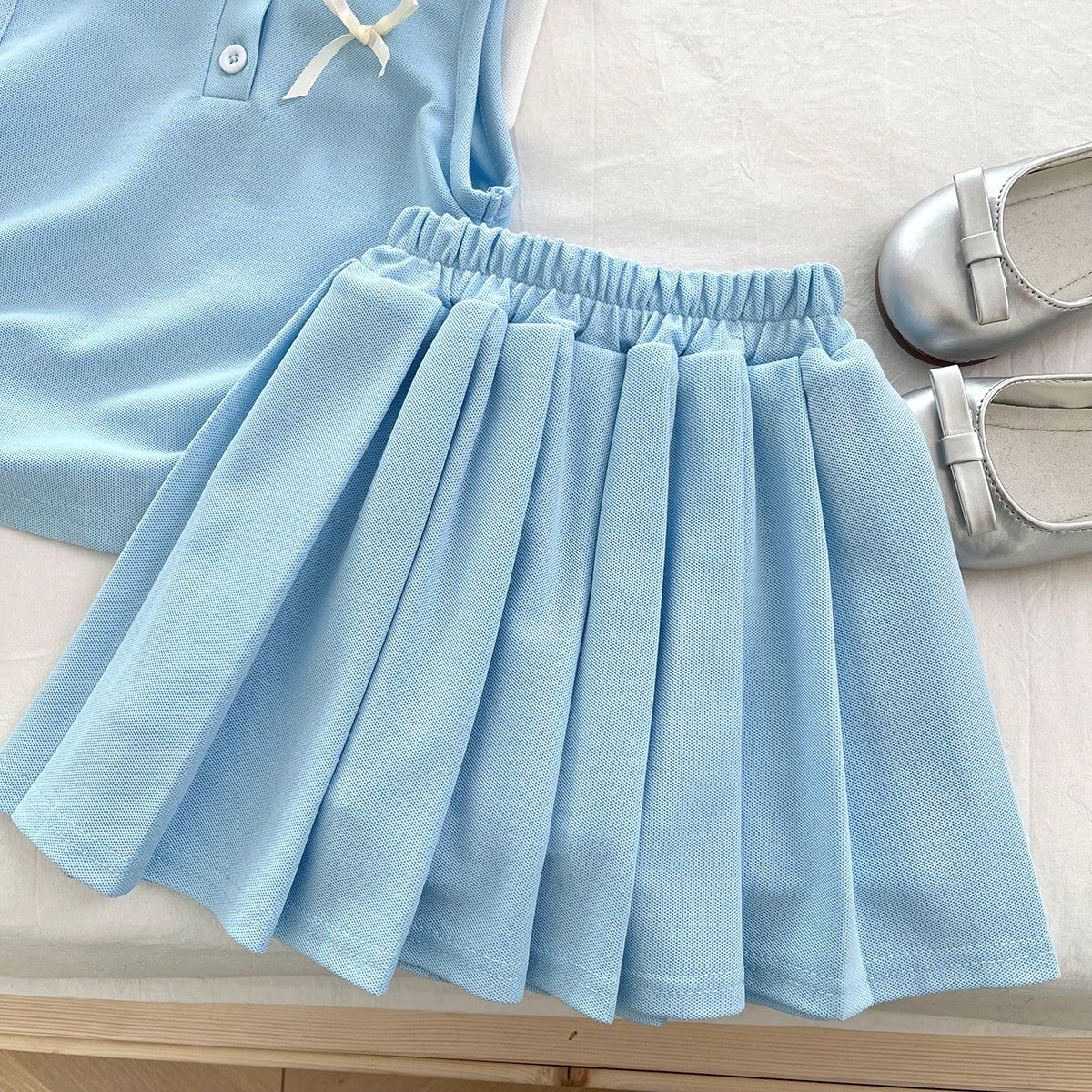 [963253] - One Set 2in1 Baju Setelan Atasan Kerah Lengan Kutung Bawahan Celana Rok Pendek Sporty Korean Style Anak Perempuan Cewek - Motif Bottom Ruffled - BABYHOKI STORE