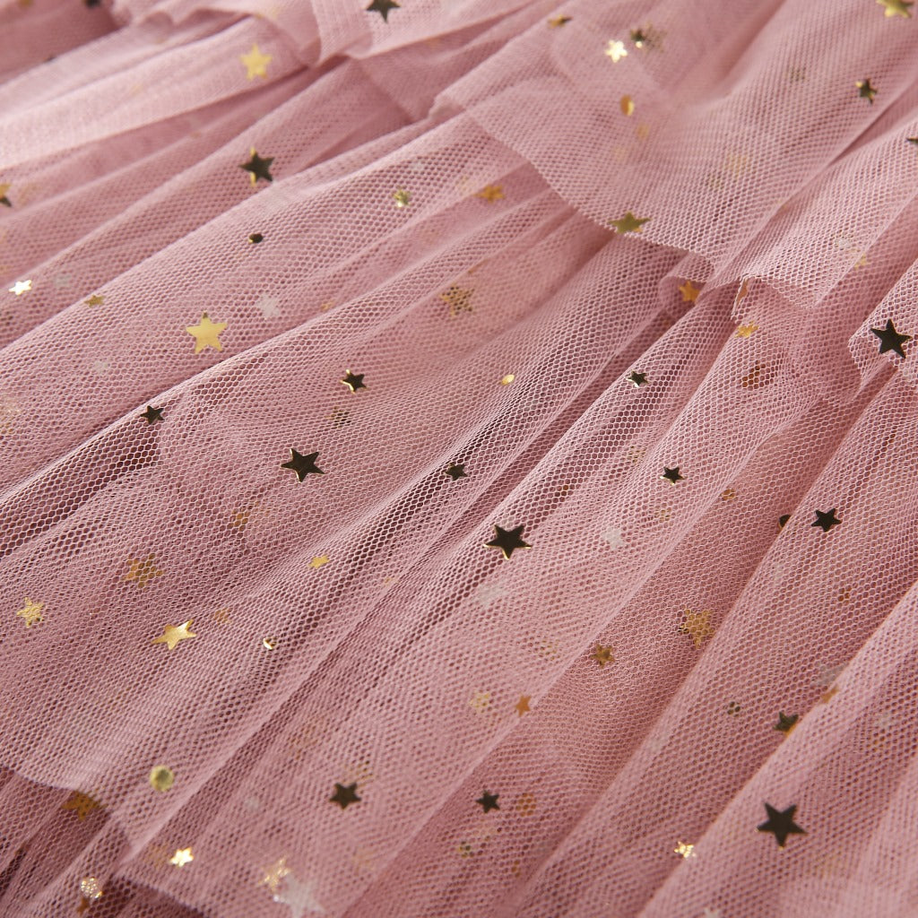 [963220] - Baju Gaun Dress Lengan Kutung Tile Style Anak Perempuan Cewek - Motif Star Sequins - BABYHOKI STORE