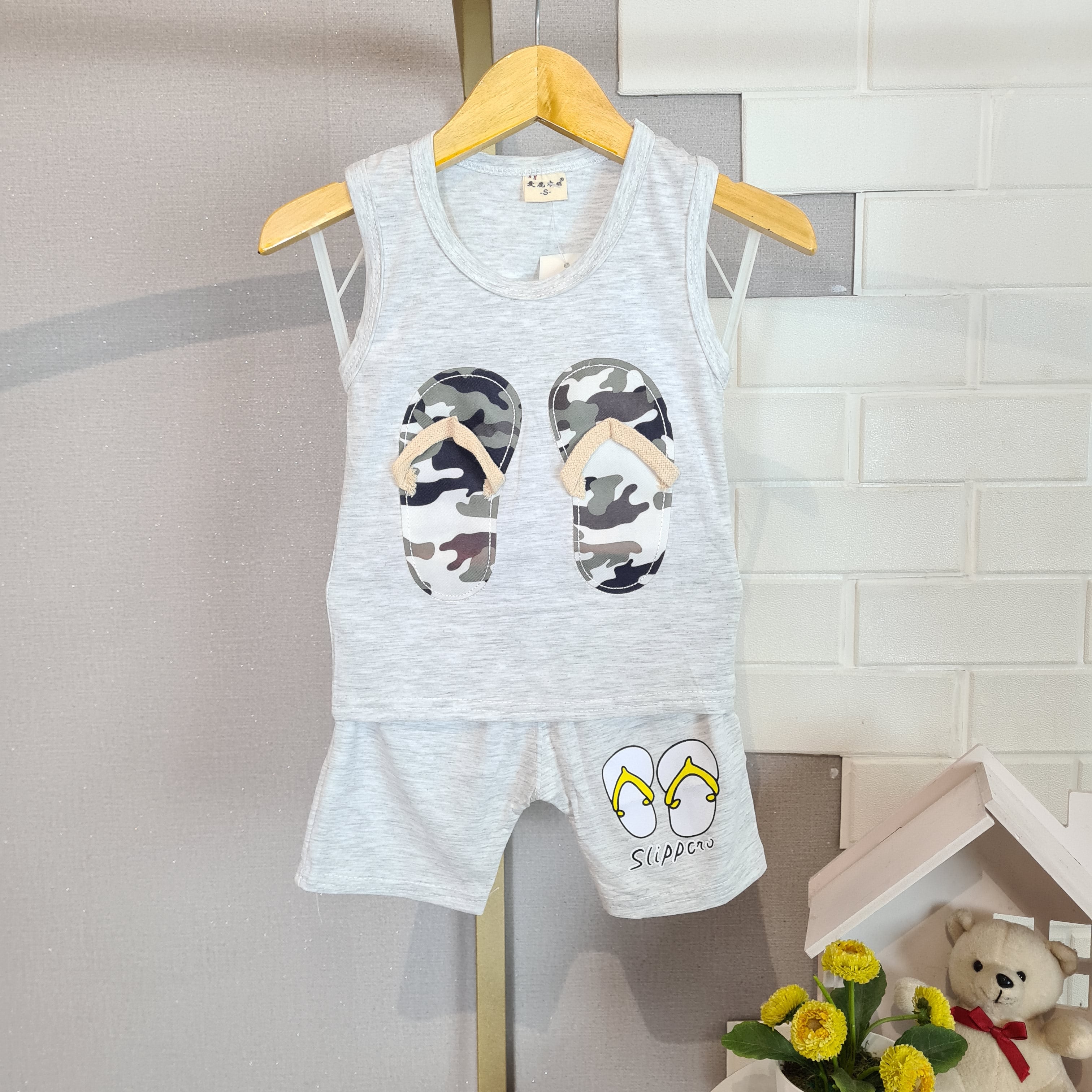 [102443] - Setelan Kaos Kutung Fashion Anak Perempuan - Motif Tide Sandals