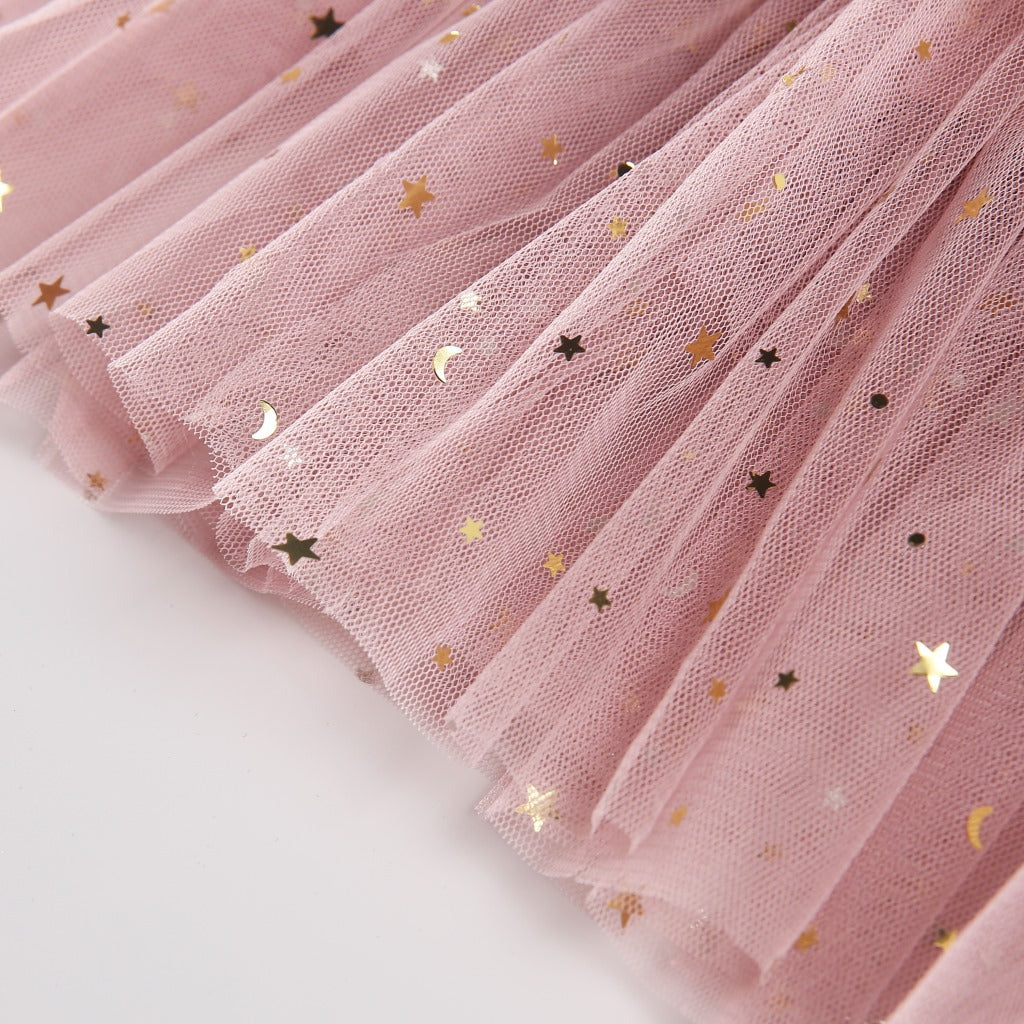 [963220] - Baju Gaun Dress Lengan Kutung Tile Style Anak Perempuan Cewek - Motif Star Sequins - BABYHOKI STORE