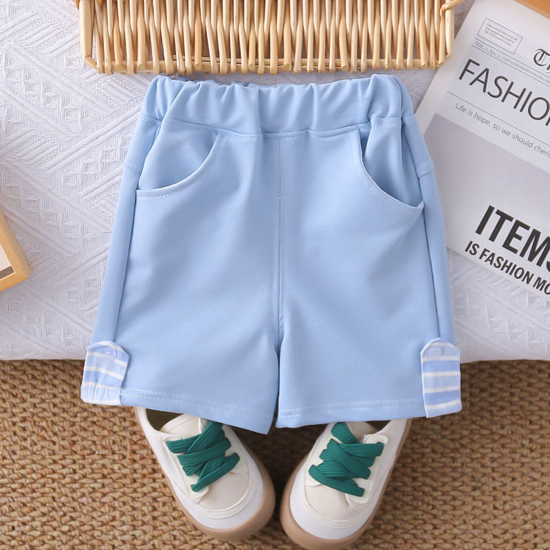 [368584] - One Set 2in1 Baju Setelan Atasan Polo Lengan Pendek Bawahan Celana Pendek Comfortable Casual Fashion Anak Laki Laki Cowok - Motif Color Stripe - BABYHOKI STORE - BABYHOKI STORE