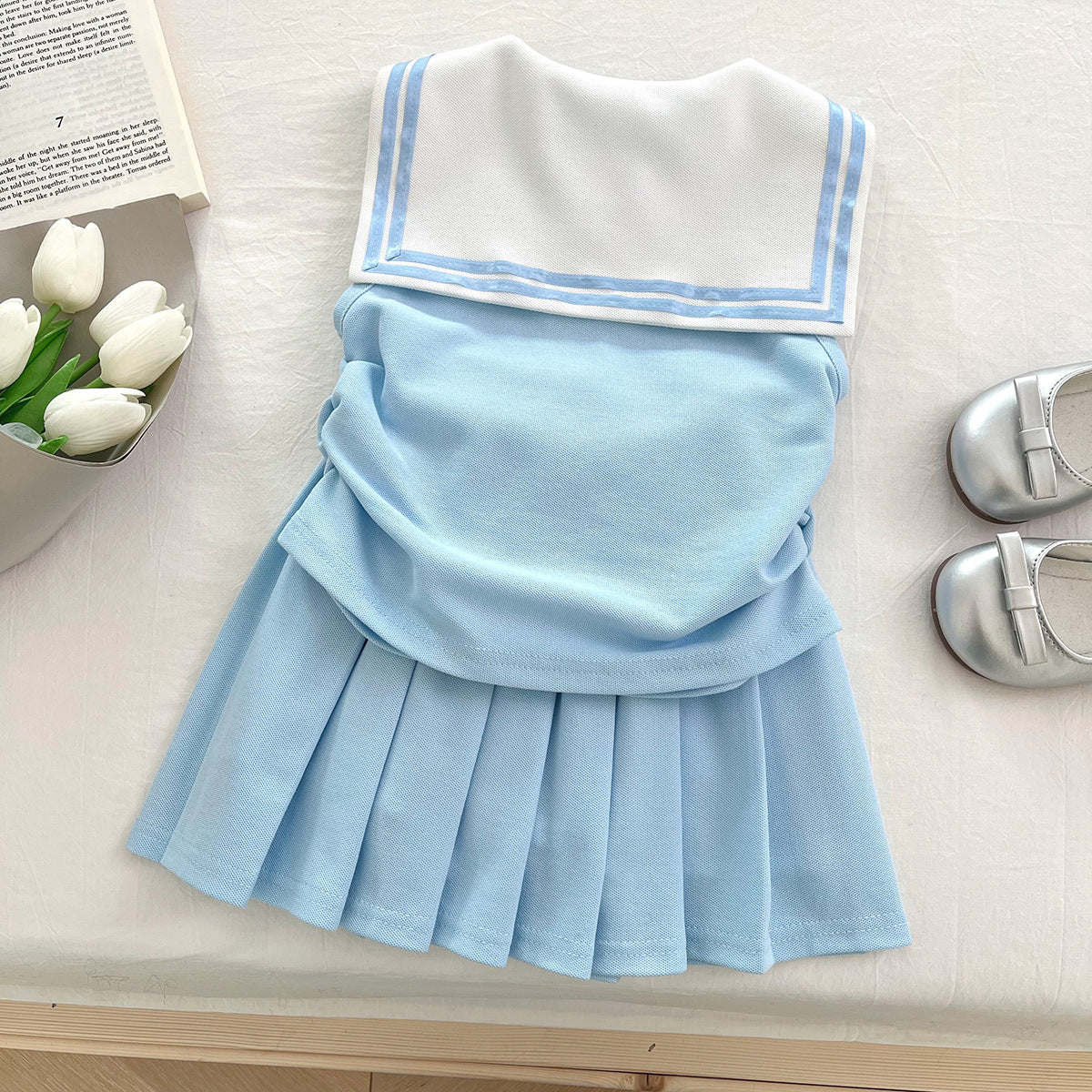 [963253] - One Set 2in1 Baju Setelan Atasan Kerah Lengan Kutung Bawahan Celana Rok Pendek Sporty Korean Style Anak Perempuan Cewek - Motif Bottom Ruffled - BABYHOKI STORE