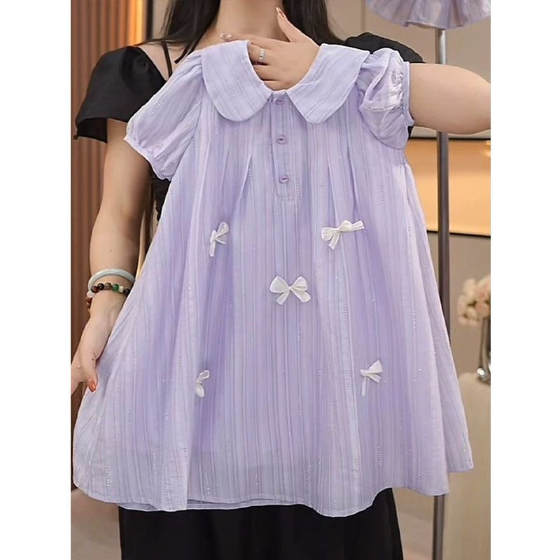 [5071190] - Baju Gaun Dress Lengan Pendek Comfort Fashion Style Anak Perempuan Cewek - Motif Small Ribbon - BABYHOKI STORE