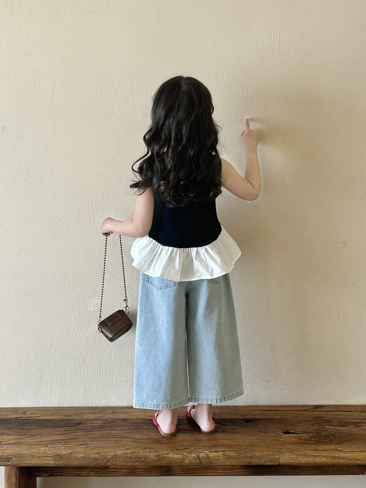 [5071126] - One Set 2in1 Baju Setelan Atasan Summer Suit Black Lengan Kutung Bawahan Celana Panjang Kulot Fashion Trendi Anak Perempuan Cewek - Motif Cute Bottom Image - BABYHOKI STORE