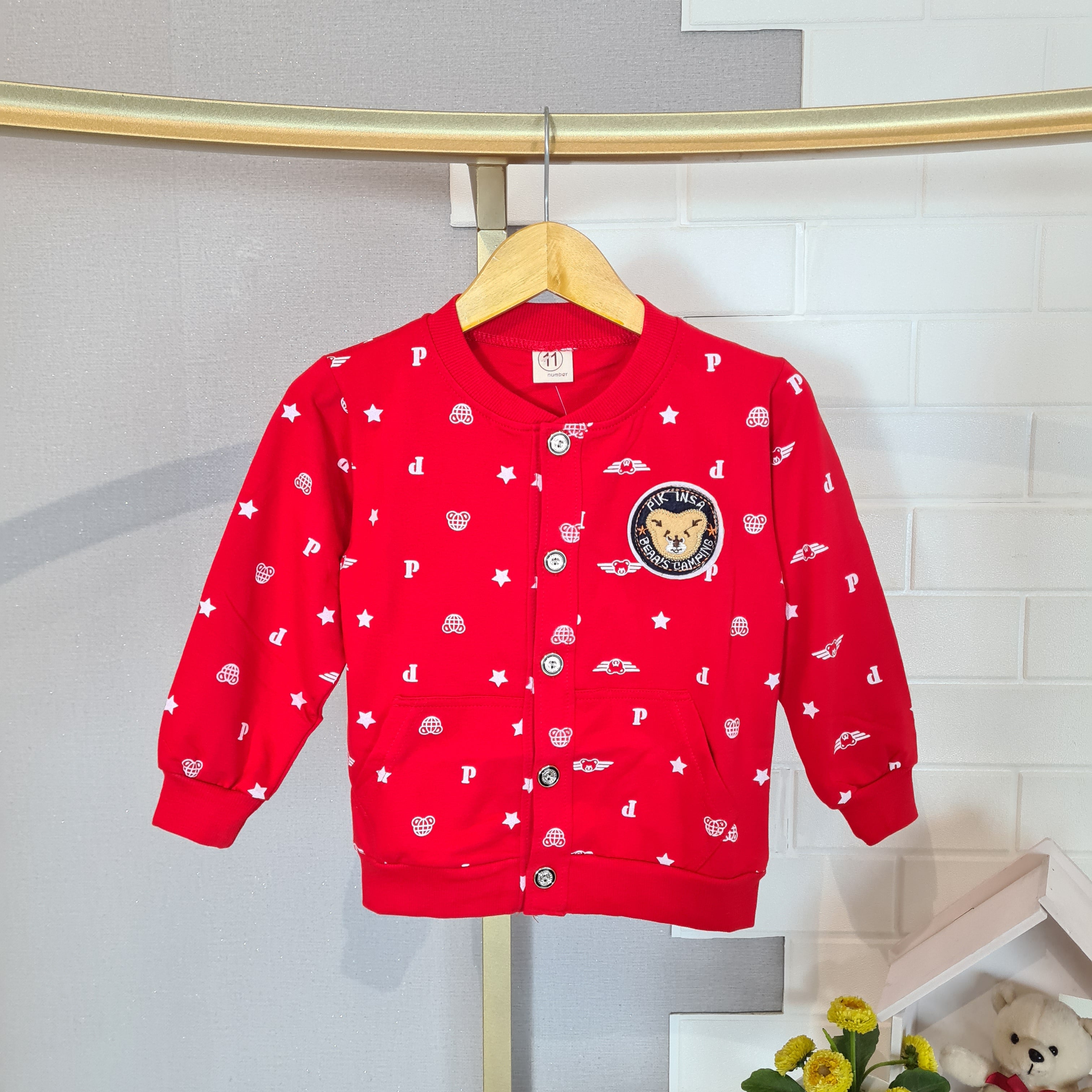 [102494] - Baju Jaket Sweater Cardigan Fashion Anak Perempuan - Motif Letter Bear