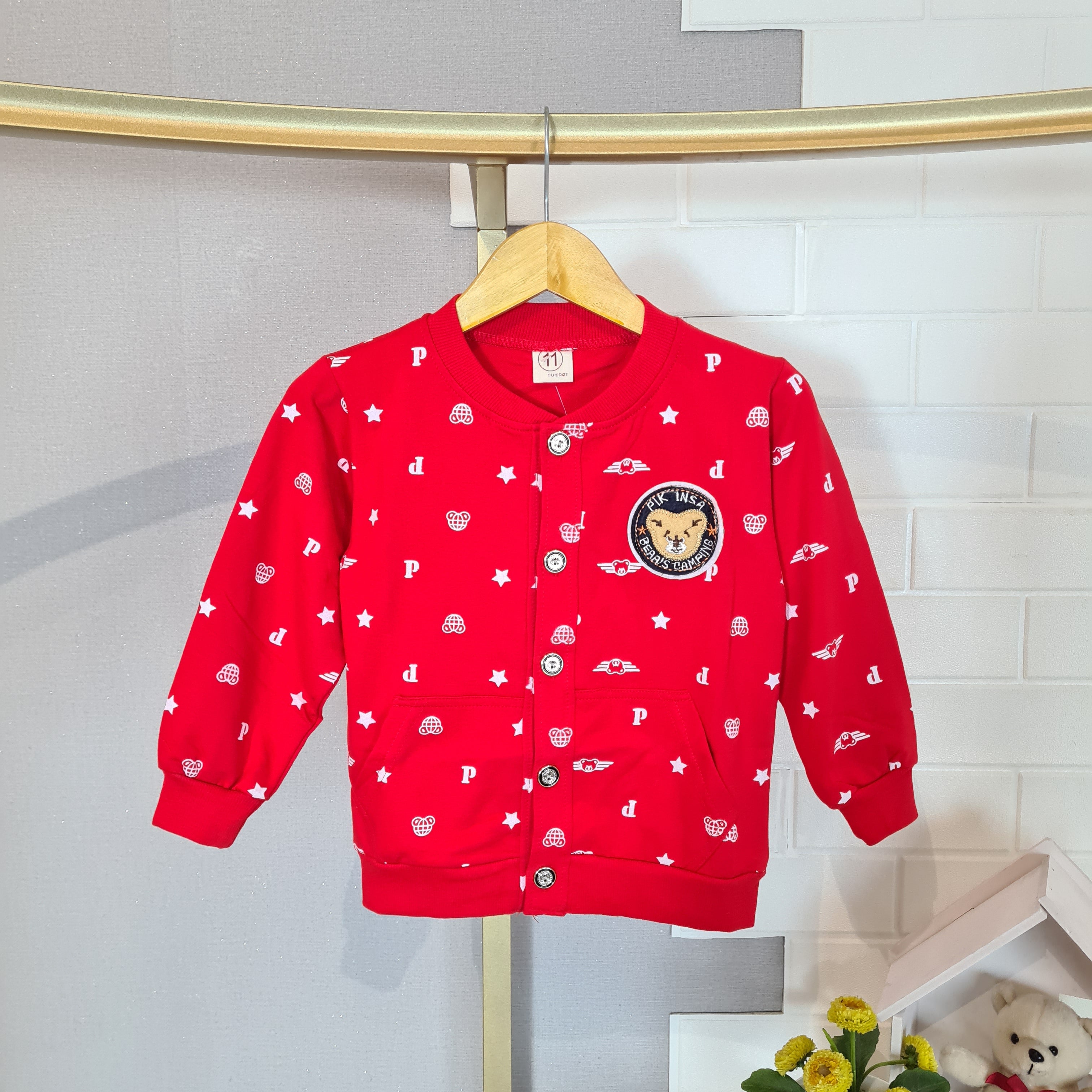 [102494] - Baju Jaket Sweater Cardigan Fashion Import Anak Perempuan - Motif Letter Bear