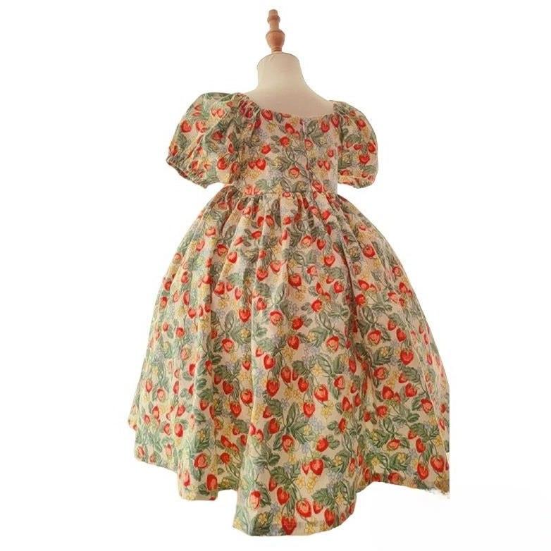 [507973] - Baju Dress Bunga Lengan Balon Fashion Import Anak Perempuan - Motif Flower Stalk