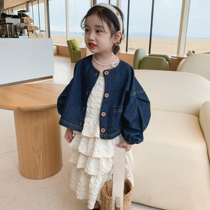 [363672] - Setelan Baju Dress Jaket Lengan Panjang Import Anak Perempuan Fashion - Motif Neat Wavy