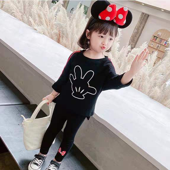 [102497] - Baju Setelan Celana Legging Fashion Import Anak Perempuan - Motif Mouse Hand