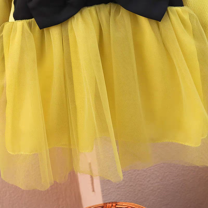 [340356-V1] - Baju Mini Dress Lengan Panjang Anak Perempuan Fashion - Motif Plain Ribbon