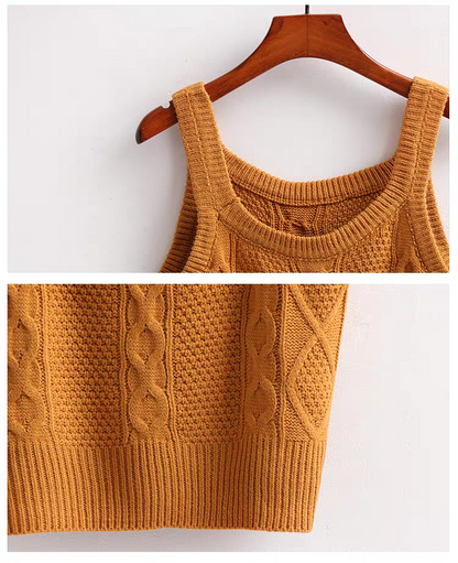 [507794] - Baju Sweater Rompi Rajut Lengan Kutung Import Anak Perempuan - Motif Abstract Art