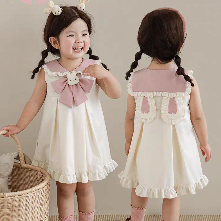 [340431] - Baju Dress Tanpa Lengan Fashion Anak Perempuan - Motif Cute Rabbit