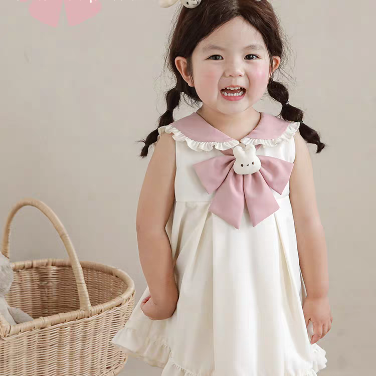 [340431] - Baju Dress Tanpa Lengan Fashion Anak Perempuan - Motif Cute Rabbit